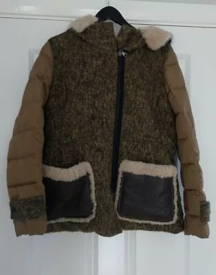 Buy Chatcwin Men Goose Down Wool Alpaca Real Fur Shearling Leather Jacket Sze Medium • 200£