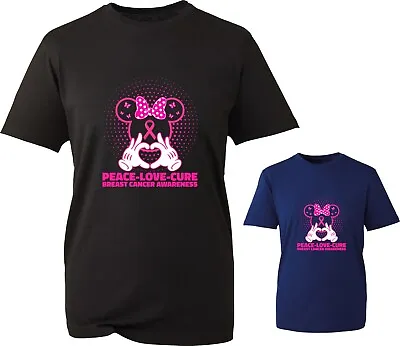 Buy Peace Love Cure Breast Cancer Awareness Motivational T Shirt Pink Ribbon Tee Top • 11.99£