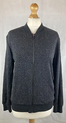 Buy F&F Women’s Black Glitter Varsity Jacket Zip Up Bomber Style UK10 A95 • 13.99£