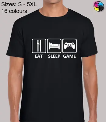 Buy Eat Sleep Game Joke Gamer Gaming Regular Fit T-Shirt Top TShirt Tee For Men • 9.95£