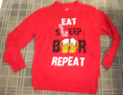 Buy Christmas Workshop Men's Sweater Pullover Top Size L 42-44  Chest Eat Sleep Beer • 4.99£