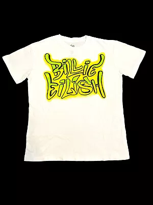 Buy Billie Eilish Graffiti Neon Logo White T Shirt Official Merch Tee Size Small S • 13.96£