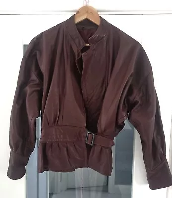 Buy Real Genuine Leather Vintage Burgundy Ladies Jacket. Size 8. Great Condition • 49.99£