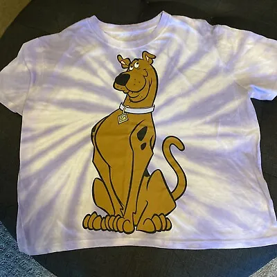 Buy Hanna Barbera Scooby Doo Short Sleeve Cropped T Shirt Purple Tie Dye Size XL • 7.58£