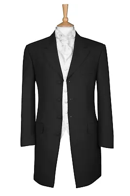 Buy Black Prince Edward Jacket Herringbone Pure Wool Victorian Knee Length Wedding • 15£