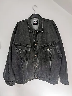 Buy Vintage 90s Pepe Jeans Denim Jacket Men's Dark Grey Charcoal Collar Size L • 28£