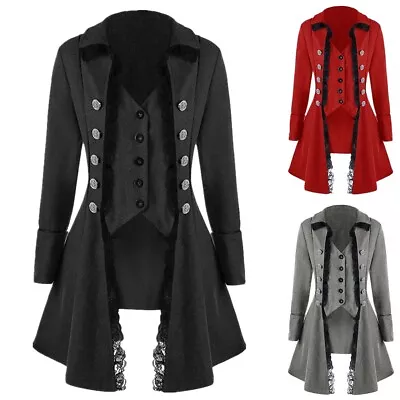 Buy Steampunk Women Gothic Coats Long Jacket Buttoned Blazer Victorian Costume • 35.87£