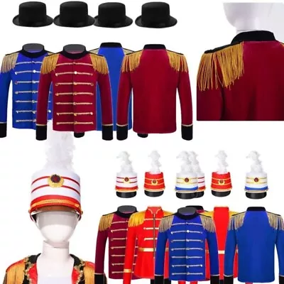 Buy Kids Boys Marching Band Performence Long Sleeve Tassel Jacket Coat Uniform +Hat • 9.35£