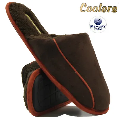 Buy Mens Memory Foam Slippers Warm Faux Fur Casual Shoes Slip On Mules Winter Size  • 6.95£
