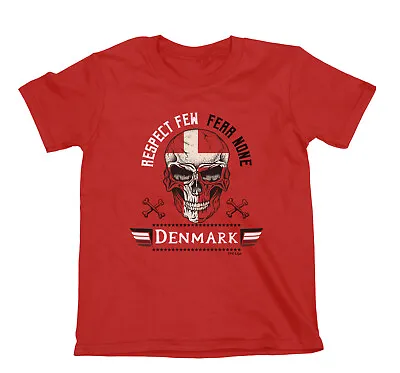 Buy DENMARK Football T-Shirt Organic Respect Few Skull 2022 Mens Kids World Cup Kit • 10.34£