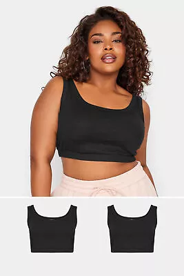 Buy YOURS Plus Size 2 Pack Ribbed Crop Tops • 20£