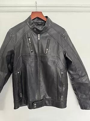 Buy Guess Black Faux Leather Jacket Motorcycle Style Small • 24.99£