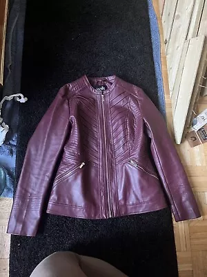 Buy Wallis Womens Faux Leather Jacket Size 12 Burgundy • 40£