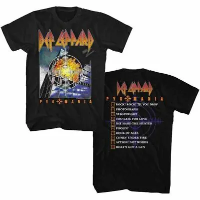 Buy Def Leppard Pyromania Album Cover & Song List Double Sided Men's T Shirt Merch • 49.61£