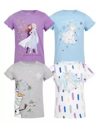 Buy Disney Frozen Character Kids 4 Pack T-shirts Size 3 Y • 5£