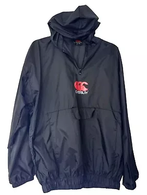 Buy Canterbury Hooded Black Nylon  Waterproof Jacket/ Anorak Quarter Zip Size Large  • 20£