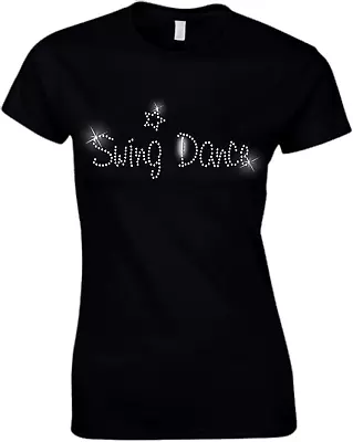 Buy SWING DANCE - Crystal Ladies Fitted T Shirt - Rhinestone Diamante - (ANY SIZE) • 9.99£