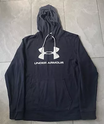 Buy Under Armour Hoodie Womens Size Large Black Sports Hooded Big Spell Out Sweater • 14.99£