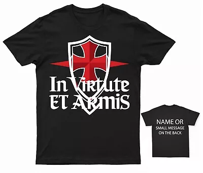 Buy Knightly In Virtute Et Armis T-Shirt Heraldic Cross Design Knights Templar • 13.95£