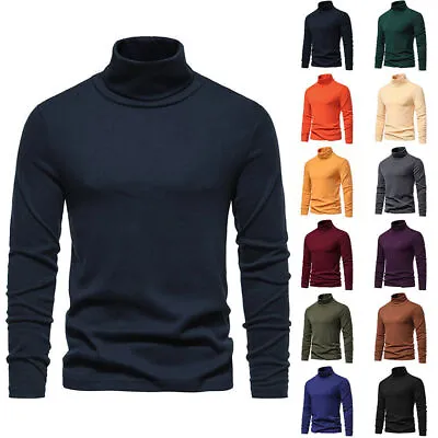 Buy Mens Roll Turtle Neck T Shirt Winter Slim Long Sleeve Thermal Jumper Polo Tops • 8.99£