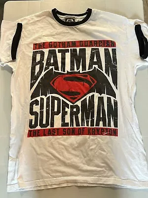Buy Batman And Superman Logo Short Sleeve T Shirt Size L • 4.99£