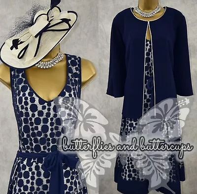 Buy JACQUES VERT Size 18 - 20 Navy Dress And Jacket Hatinator Mother Of The Bride • 129.99£