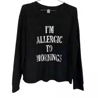 Buy No Boundaries Long Sleeve Funny Allergic Mornings Pullover Top Jrs XL 15-17 Blk • 16.16£
