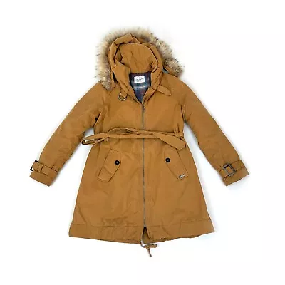 Buy Wrangler Womens Fake Fur Sand Parka Jacket / Coat Small S Size • 34.90£