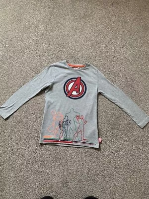 Buy Kids Marvel Avengers Assemble Long Sleeve Grey Cotton T Shirt Aged 7 - 8 Years • 4.99£