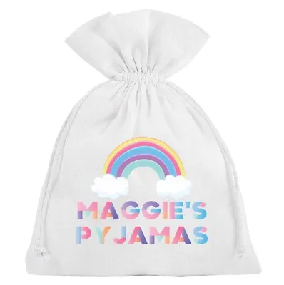 Buy Personalised Pyjama Bag For Girls Rainbow Sleepover Slumber Party • 8.99£