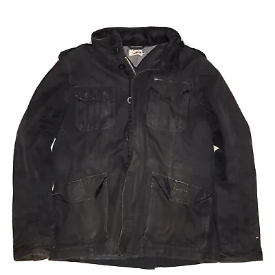 Buy Tommy Hilfiger Denim Military Cargo Jacket Black Chore Men’s Medium • 17.95£