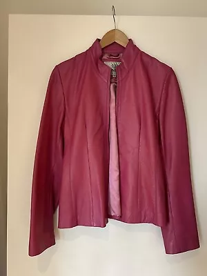 Buy Women's Vintage Vali Pink Leather Jacket Size 12 • 20£