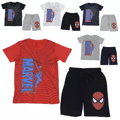 Buy Kids T Shirt Short Set Marvel Spiderman Outfits Summer Boys Top And Shorts Set • 7.99£