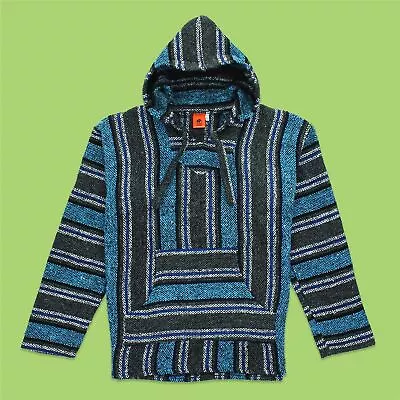 Buy Recycled Mexican Baja Jerga Hoody Sweatshirt Jacket Hooded Warm Hippy • 22.90£