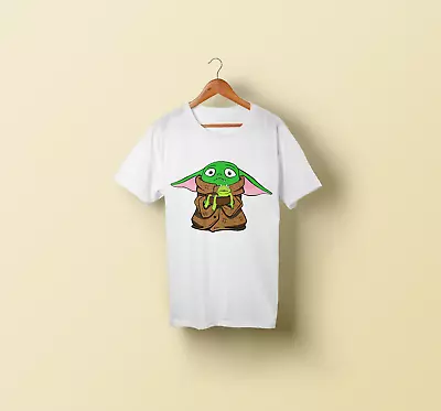 Buy Grogu With Frog Soup Kermit T-Shirt Custom Made Black White Adults • 15.95£