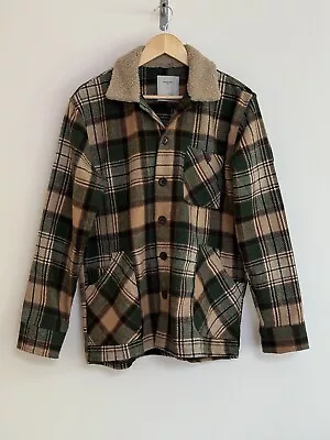 Buy Percival Heavyweight Shacket /Overshirt /jacket Sherpa Collar Green Check L • 44.99£