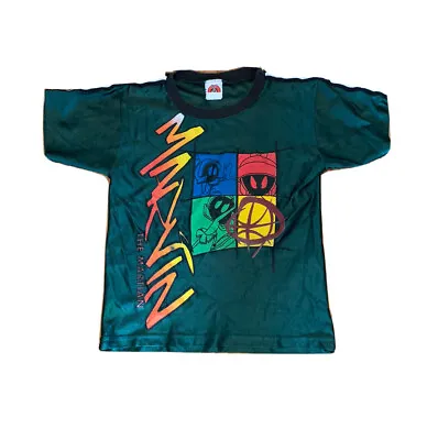 Buy Vintage Marvin The Martian T Shirt Jersey Kids Small Green Looney Tunes 90s • 19.66£