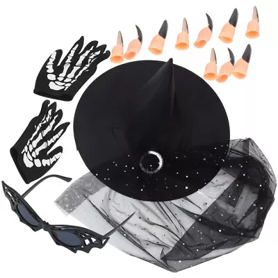 Buy  Caps Halloween Glasses Wizard Witch Hat Set Witcher Cosplay Accessory Clothing • 11.75£