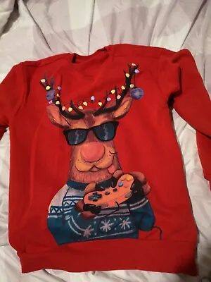 Buy Red Christmas Gaming Reindeer Jumper From Next Age 12 Years  • 10£