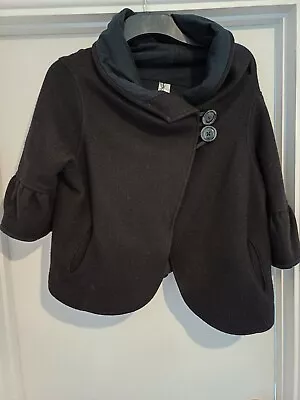 Buy Next Ladies Black Wool Blend Coat Jacket Size 12 Short Cropped • 9.99£