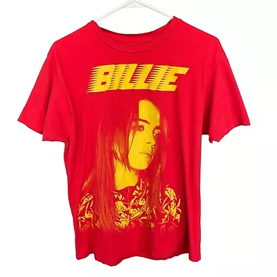 Buy Billie Eilish Shirt Large Red Racer Logo Music Merch Pop Concert Short Sleeve • 14.17£