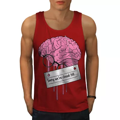 Buy Wellcoda Brain Closed Funny Geek Mens Tank Top, Tired Active Sports Shirt • 15.99£