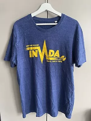 Buy Invada Records On The Pulse Vinyl Records Tapes Print T-Shirt Blue Yellow Size L • 17.99£