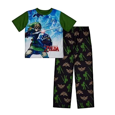 Buy Nintendo Legend Of Zelda Pajamas Short Slv T Shirt Pants Set Boy Girl Game 6 7 8 • 22.04£