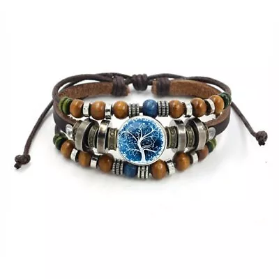 Buy Viking/Norse/Nordic Tree Of Life Mens Amulet Leather Rope Glass Dome Bracelet  • 5.95£