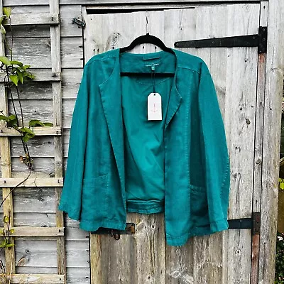 Buy Sea Salt Teal Green Country House Linen Jacket Size 20 BNWT • 35.99£