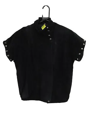 Buy Vintage Women's Jacket UK 16 Black Leather With Nylon, Other, Polyester Overcoat • 23£