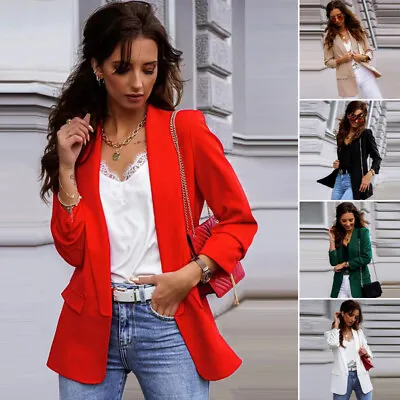 Buy Women's Casual Long-sleeved Collared Suit Slim Elegant Daily Formal Jacket Top • 11.99£