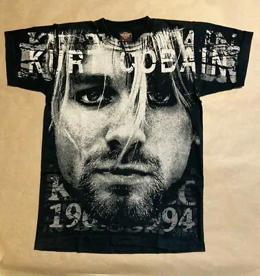 Buy Kurt Cobain Vintage Memorial T-shirt 1990s - All Over Screen Print Rock Eagle M • 40£