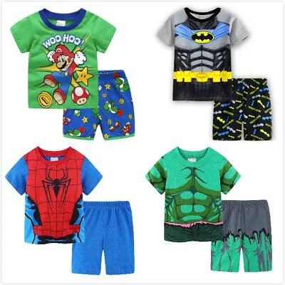 Buy Kids Boys Mario Pyjama Set T Shirt Short Set Nightwear • 7.99£